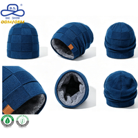 Gorro de punto tipo waffle premium con forro polar, parche de cuero, estilo holgado y acogedor, listo para la nieve, estilo urbano, logotipo personalizado, ODM/OEM directo