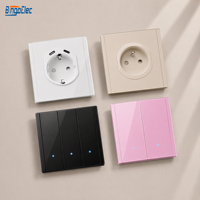 Stopkontak EU Tipe E F dengan Port USB C Cepat Warna Beige Pink Baru Kabel Satu Jalur Sambungan Cepat Saklar CE Rohs