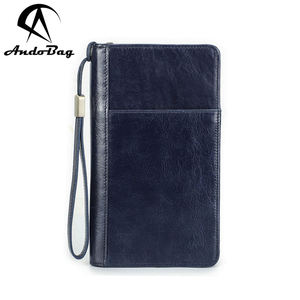 AndoBag - Bolso de Mano para Hombre y Mujer, de Cuero Vacuno Genuino, para Teléfono, Pasaporte, con Protección RFID, Cartera Larga, Estilo Vintage 1428 - Product Image 1