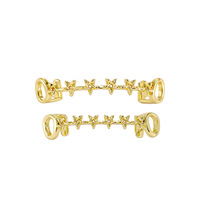 Grilles dentaires de Noël en gros, style étoile, ajourées, personnalisées, dorées, pour homme, bijoux dentaires cool