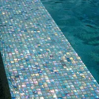 Mosaico de cristal iridiscente de 8mm de grosor para construcción de edificios, para azulejos de piscina