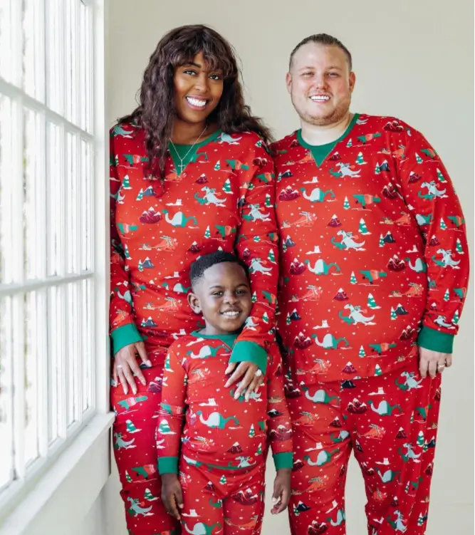 חדש בית בגדי חג המולד מודפס הורה-ילד פיג 'מות תלבושת ארוך שרוולים כותנה משפחת התאמת פיג' מה סט