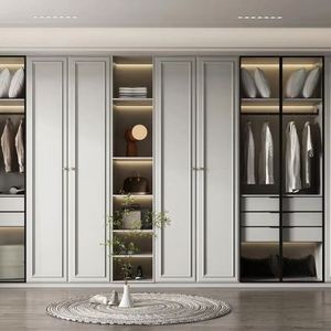 2025 Hot Style Armoire En Bois Massif Grand Espace De Stockage Personnalisable Intégré Bureau Commode Et Vestiaire ETF pour Chambres - Product Image 1