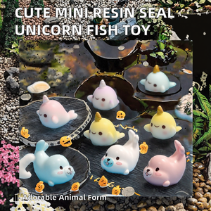 Miniature Anime Cartoon Fai da Te: Statuette Carine di Foca, Unicorno e Pesce in Resina per Halloween, Giardino e Acquario - Product Image 2