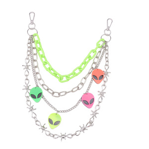 Cadena de cintura de plástico fluorescente colorida Yueli con colgante de alienígena, cadena de metal punk para mujer, cadena corporal de moda para fiestas - Product Image 5