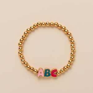 Braccialetto dell'amicizia personalizzato in <span class=keywords><strong>oro</strong></span> con perline, ciondolo a forma di matita per zaino da scuola per bambini, braccialetto elastico - Product Image 5