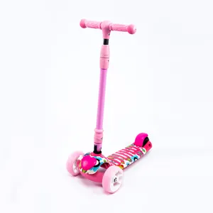 2020 wholesale children kick scooter pink blue 3 wheels foldable 120mm big wheels luxurious gift design