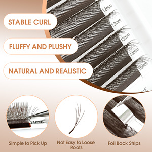Extensiones de <span class=keywords><strong>Pestañas</strong></span> Marrones Estrechas en Forma de W 3D/4D/5D, Espaciado Más Pequeño, <span class=keywords><strong>Pestañas</strong></span> Naturales, Abanicos de Volumen Pre-fabricados, <span class=keywords><strong>Pestañas</strong></span> Postizas en Forma de V - Product Image 3