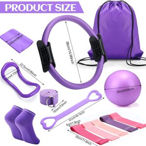 Meilleures ventes - Ensemble d'équipements de fitness à domicile, yoga et pilates, 13 pièces, accessoires, ensemble de yoga et pilates, kit d'équipement de pilates - Product Image 2