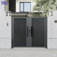 Portail à double battant moderne en alliage d'aluminium pour extérieur, avec conception porte dans porte, idéal pour l'entrée de jardin, de villa ou de cour de communauté