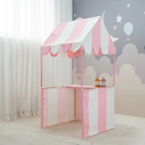 Tienda de campaña <span class=keywords><strong>con</strong></span> forma de soporte de mercado de lona de algodón blanco o juguete para jugar a las casitas para niños juegos de interior y exterior - Product Image 4
