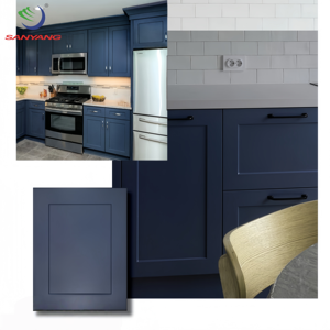 Lemari Dapur Kayu Solid Biru Model Modern, Set Lemari Dapur Mini untuk Dijual - Product Image 1