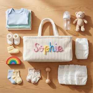 Personalized Corduroy Storage <b>Basket</b> Custom Name Laundry <b>Hamper</b>, Diaper Bin, Thoughtful Present <b>for</b> Expecting Parents, Newborns - Product Image 4