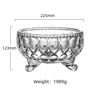 <span class=keywords><strong>Elegante</strong></span> Ciotola per Frutta di Grandi Dimensioni in Cristallo Intagliato con Coperchio per Caramelle, Zucchero e Dessert - Product Image 1