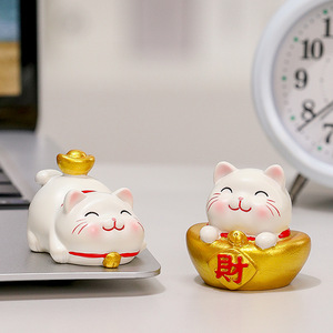 Lindo set de figuras de resina de gato de la suerte para decoración de escritorio, regalo de Año Nuevo Chino con Feng Shui - Product Image 3
