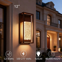 Applique Murale LED Décorative Encadrée Effet Vague d'Eau en Verre 12W 5CCT Réglable pour Projets d'Éclairage Extérieur d'Escaliers et de Couloirs