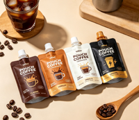 Sachets Doypack personnalisés avec bec verseur pour café, 100 ml, emballage de concentré de café, sachet liquide refermable, vente en gros de sachets de café