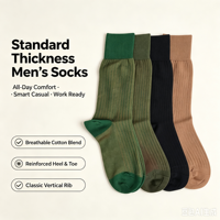 Chaussettes mi-mollet côtelées verticales pour hommes, en mélange de coton respirant, pour tenue décontractée ou habillée, personnalisables OEM
