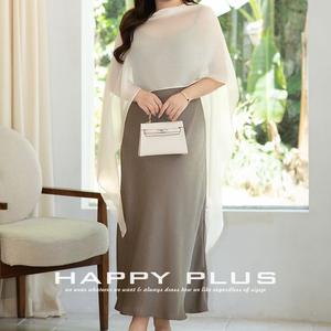 Châle en mousseline de soie Runqi pour femmes grandes tailles, col rond, couleur unie, cape légère en polyester pour séances photo et usage quotidien - Product Image 4