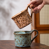 Tasse en céramique créative vintage moulée à la main, effet léopard, glaçure kiln-shifting, couleur macaron, compatible lave-vaisselle et micro-ondes, pour café