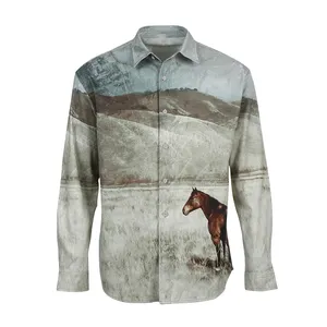 OEM bedruckt langärmelig Spritz tinte Designs volldruck Shirt für Herren