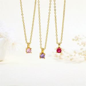 Joyería de Moda Personalizada para Mujer, Collar con Colgante de Zirconia Multicolor Redonda, Chapado en Oro de 18k, Acero Inoxidable, Regalos - Product Image 1