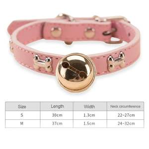 HMG, novedad, elegante, de cuero PU, respetuoso con el medio ambiente, <span class=keywords><strong>Collar</strong></span> para mascotas, remache, patrón sólido, <span class=keywords><strong>Collar</strong></span> de perro ajustable de lujo con campana - Product Image 5