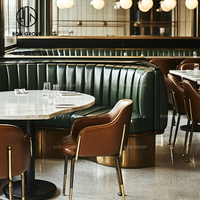 Ensemble de chaises et table Ron Group, style moderne et luxueux, en pierre frittée verte, avec revêtement en cuir, pour hôtel, restaurant, mobilier de restauration