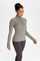SUHE TS-009 Yoga - Camiseta deportiva de manga larga para mujer con cremallera, cuello con lazo, ajuste regular, color liso, tejido dulce y efecto lavado