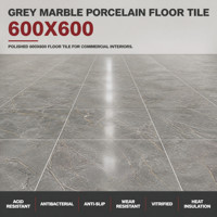 Carrelage de sol en porcelaine gris effet marbre personnalisé 600x600, antidérapant, résistant aux acides et vitrifié pour les projets commerciaux de hall d'hôtel