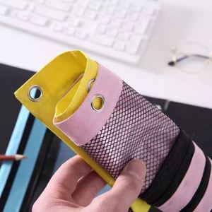 Estuche de cuero de tres compartimentos con cremallera doble de tela Oxford, gran capacidad, almacenamiento transparente para lápices, Air Eye y hojas sueltas - Product Image 3