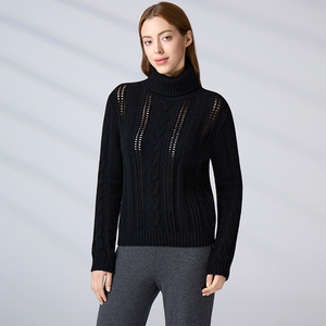 Pull-over en molleton tricoté personnalisé de haute qualité pour femmes, col roulé, manches longues, épais - Product Image 6