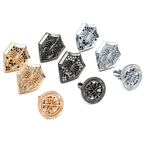 高級卸売 カスタムロゴ スーツシャツ ブラックシルバー スタッズセット 宝石 カスタム メンズ カフスボタン パーソナライズ カフスボタン メンズ用 - Product Image 1