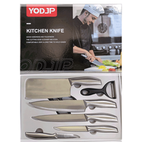 Ensemble de couteaux de cuisine à revêtement antiadhésif en acier inoxydable avec impression de fleurs de luxe
