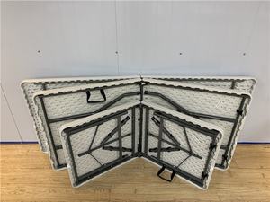 Banco de mesa de hierro plegable para exteriores, juego de comedor Rectangular de <span class=keywords><strong>exposición</strong></span> de puesto de HDPE portátil para estudio de restaurante o uso de <span class=keywords><strong>exposición</strong></span> - Product Image 2