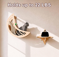Système d'escalade pour chat moderne et peu encombrant, avec perchoir flottant en bois et découpes décoratives