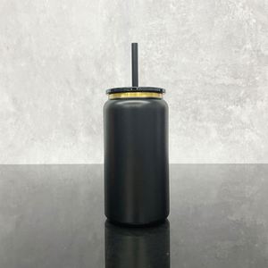 Bouteille isotherme en acier inoxydable de 16 oz, plaquée or, avec revêtement en poudre, 5 couleurs assorties, avec pailles et couvercle en PP colorés, pour gravure laser, expédiée depuis notre entrepôt aux États-Unis - Product Image 3