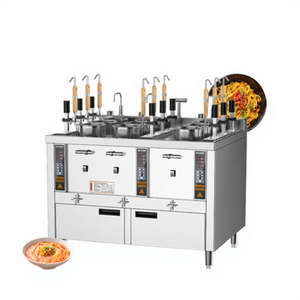 Machine à bouillir <span class=keywords><strong>les</strong></span> nouilles à gaz à 9 têtes, en acier inoxydable, à levage automatique, 9 kW*3, avec dispositif de sécurité triple - Product Image 1