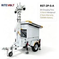 Tour de surveillance mobile Ritevolt RST-2P-S-A 4G IP WiFi solaire auto-alimentée avec caméra CCTV pour la surveillance des sites mobiles