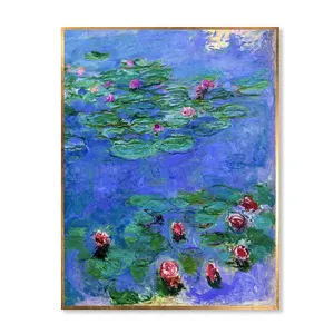 Superbes compétences artiste fait à la main <span class=keywords><strong>Claude</strong></span> Monet nénuphar fleur peinture à l'huile toile Reproduction décoration murale 'nénuphars huile - Product Image 1