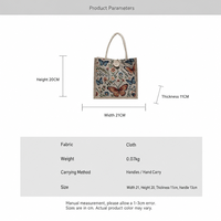 Sac fourre-tout en lin décontracté de style vintage avec motif floral, grande capacité, avec bouton, sac de shopping réutilisable, sac cadeau promotionnel