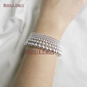 <span class=keywords><strong>Bracciale</strong></span> a sfere in <span class=keywords><strong>argento</strong></span> sterling BM33469, <span class=keywords><strong>bracciale</strong></span> a strati con perline impilabili da 3, 4, 5, 6 mm - Product Image 2