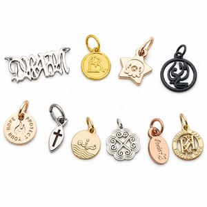 Colgante de Oro Grabado con Logotipo Personalizado, Etiquetas de Joyería Metálicas, Dijes para Collar y Pulsera - Product Image 3