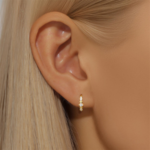 New Style Fashion Hoop Earring Gold <b>Flower</b> Green Zircon for <b>Girl</b> - Product Image 4