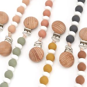 Silicone perline in legno ciuccio catena a Clip bambino capezzolo dentini per 0-12 mesi fascia <span class=keywords><strong>di</strong></span> età - Product Image 2