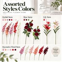 Großhandel Künstliche Blumenstiele Langstielige Polyester-Orchideen Rosen Lilien für Heimdekoration Blumenarrangements Individuelle Farben