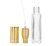 Flacon de parfum en verre carré de 10 ml et 5 ml, atomiseur, bouchon en aluminium, emballage cosmétique, flacon de parfum vide transparent, flacon de parfum givré, vaporisateur fin