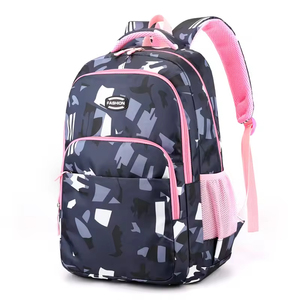 Fashion Girls Primary School <b>Backpack</b> Geometric Pattern Lightweight Oxford Material Zipper 20-36L Capacity Ridge Protection for - Product Image 4