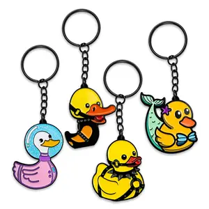 Luxury personalized key ring keychain manufacturers custom cute metal logo duck key chain