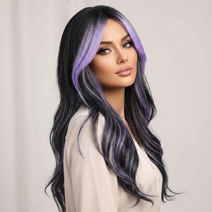 <span class=keywords><strong>2026</strong></span> פאה נשית אופנתית חמה סיבים סינתטיים עם תחרה שקופה צביעת שיער בגוון סגול עם גוונים מדורגים SM398-2 - Product Image 1